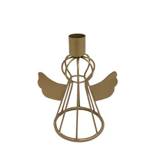 Soporte de vela de hierro dorado en forma de Ángel de gran tamaño, soporte cónico cuadrado decorativo hecho a mano para el hogar, Juego de 2 para Navidad - Product Image 2