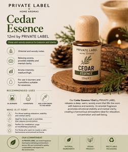 Private Label Cedar Fragrance Essence 12ml OEM | Aromatic <b>Oil</b> for <b>Burners</b> & Humidifiers | Spain EU - Product Image 3