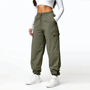 Tissu en nylon extensible de qualité supérieure 85% polyamide 15% élasthanne utilitaire tissé Cargo pantalon Olive pantalon cargo pour femme - Product Image 3