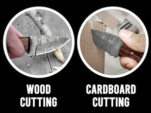 Cuchillo de caza y camping hecho a mano de acero de Damasco con mango de madera, tipo Skinner, con hoja fija, mini, para colgar en el cuello o como llavero. - Product Image 3