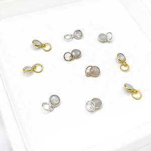 Arco Iris piedra lunar piedra natal bisel redondo colgante 6mm piedra preciosa facetada plata esterlina hecho a mano encanto collar joyería hecha a mano - Product Image 4