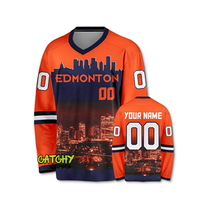 Camiseta personalizable de sarga de aparejos para hombre para hockey sobre hielo, ropa sublimada con logotipo del equipo OEM, ropa uniforme - Product Image 1