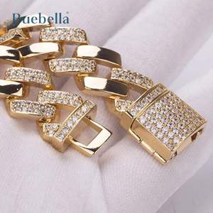 Hip Hop 14mm Iced Cuban Link <b>Bracelet</b> For Women 14K <b>White</b> <b>Gold</b> Plated Cuban Link <b>Bracelet</b> For <b>Men</b> - Product Image 6