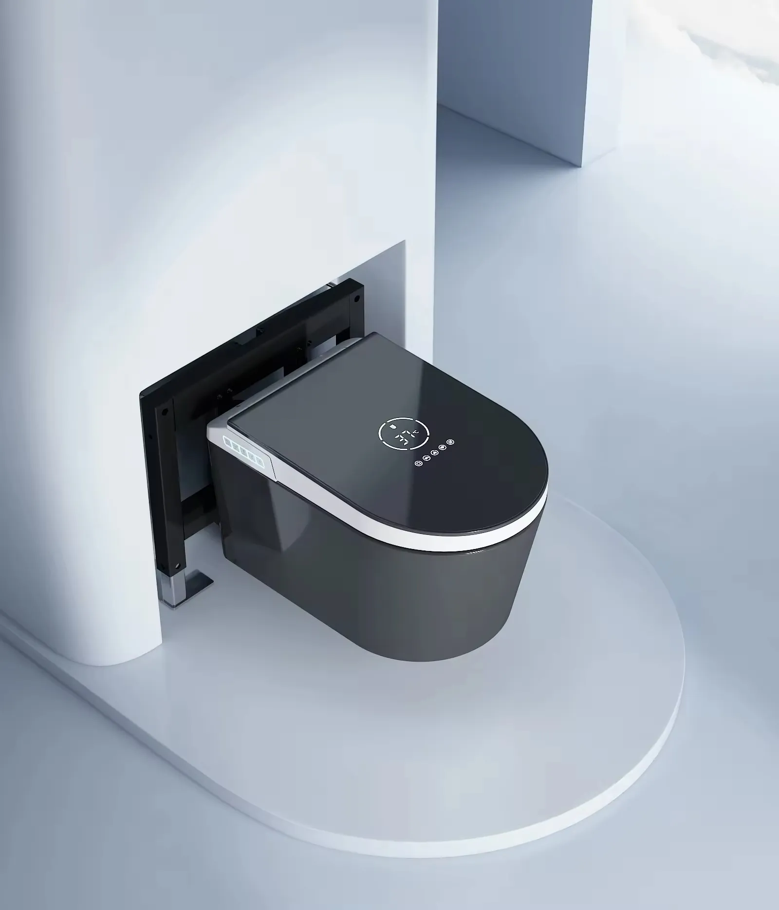 Высококачественная черная настенная керамическая цельная электрическая умная чаша Автоматическая настенная умная ванная комната