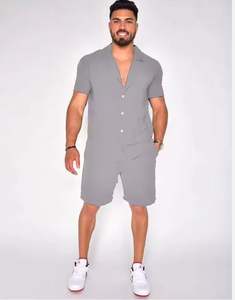 Chándales informales de manga corta de poliéster transpirable para hombre, ropa informal de verano, colores sólidos - Product Image 3