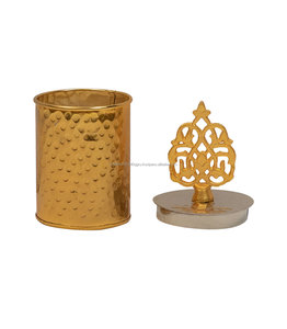 High Quality Gold and Silver Hammered Candle <b>Jar</b> with Crown Lid in Wholesale Rate - Product Image 6