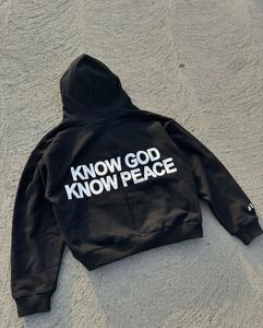 Sweat à capuche personnalisé pour homme, streetwear surdimensionné, coupe ample, sweat à capuche en polaire, hip hop, fermeture éclair intégrale, veste avec logo P - Product Image 2