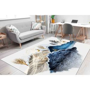 Alfombra con Diseño de Ciervos en Montaña Azul Marino y Blanco: Apta para Mascotas, con Pelo Suave - Product Image 3