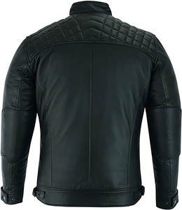 Blouson bombardier en cuir véritable noir personnalisé OEM pour hommes Streetwear Blouson de moto uni veste de gros pour hommes - Product Image 2