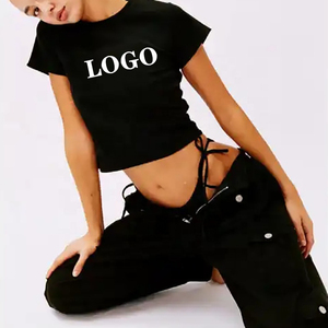 Camiseta corta personalizada de verano para bebé 2024, camiseta Sexy fina en blanco para mujer, camiseta lisa de algodón 100% transpirable de alta calidad - Product Image 5