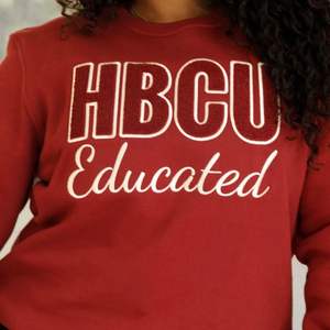 HBCU Delta Educated Chenille Crewneck Sweatshirt Premium <b>Fleece</b> Sorority Apparel Greek DST Maroon Pride Winter Top - Product Image 3