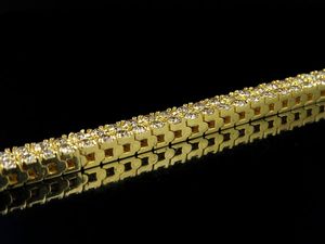 Élégant bracelet tennis rond en or jaune 10 carats diamant cultivé en laboratoire bijoux unisexes de luxe glacés - Product Image 5