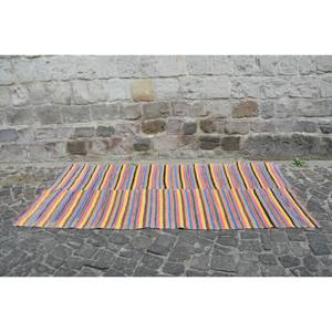 พรมตุรกีวินเทจสีเบจคลาสสิก ขนาด 3.7 x 8.2 ฟุต ลายปะติดปะต่อแบบดั้งเดิม เป็นมิตรกับสิ่งแวดล้อม เหมาะสำหรับห้องรับประทานอาหาร รูปทรงสี่เหลี่ยมผืนผ้า ด้านหลังทำจากยางลาเท็กซ์ - Product Image 4