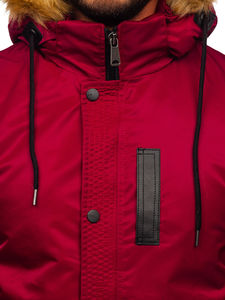 Bordeaux Grande Taille Brillant Couleur Unie Toile Nylon Chaud Surdimensionné Décontracté Doudoune avec Logo Personnalisé sur le Devant Hiver Hommes - Product Image 4