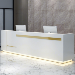 Vente en gros logo personnalisé taille <span class=keywords><strong>pas</strong></span> <span class=keywords><strong>cher</strong></span> prix d'usine meubles luxe argent beauté vente en forme <span class=keywords><strong>de</strong></span> L table <span class=keywords><strong>de</strong></span> réception bureau à vendre - Product Image 1