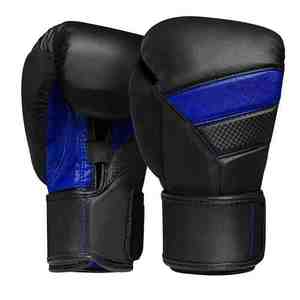 High Quality Breathable Blue <b>Hook</b> & Loop Boxing Gloves for Men with Cowhide Leather and Polyester <b>Outdoor</b> Training Design - Product Image 4