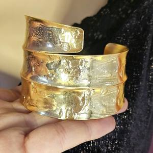 Vintage 1970's <b>Gold</b> Brass Plaited Bangles <b>Chunky</b> Statement Ethnic <b>Bracelet</b> Beautiful <b>Chunky</b> Brass Bangle - Product Image 3