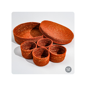 Seagrass Cover Basket with Braided round Bowl Set Spice <b>Storage</b> Use - Product Image 2