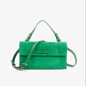 Premium Quality Green Genuine Leather Classic Women's Sling Bag Suede Crossbody bag Luxury Bags for Ladies