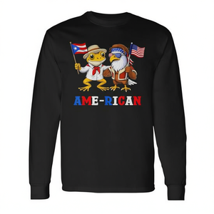 Maglietta Promozionale a Maniche Lunghe con Bandiera USA, Orgogliosa Bandiera Boricua di Porto Rico Americana - Product Image 2