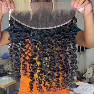 Venta caliente precio al por mayor 100% cabello humano real birmano rizado encaje Frontal 13x4 13x6 cutícula alineada cabello - Product Image 2