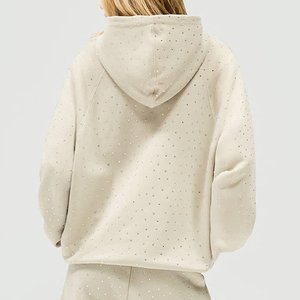 เสื้อฮู้ดผู้หญิงสไตล์วินเทจลำลอง ตกแต่งด้วยคริสตัลแบบสั่งทำขายส่ง เหมาะสำหรับใส่เที่ยวกลางแจ้ง แฟชั่นไฮสตรีท คอฮู้ด สำหรับฤดูหนาว - Product Image 3