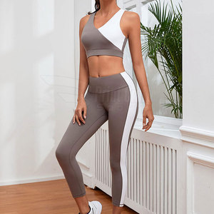 Pakistan fait femmes Yoga ensemble avant Logo résistant à l'eau léger Fitness soutien-gorge 2 pièces ensemble XXL solide motif de haute qualité - Product Image 4