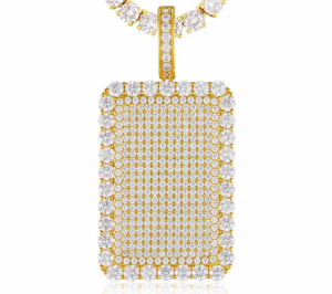 Pendentif carré - Collier en diamant moissanite or diamant Collier en laiton personnalisé avec pendentif - Product Image 2