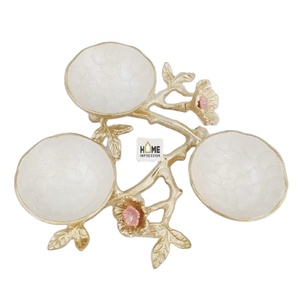 Cuencos de decoración de tallo blanco y dorado de Granada, cuencos de Coral de Metal de lujo antiguos para cuencos de servicio de mesa de comedor de gran venta - Product Image 1