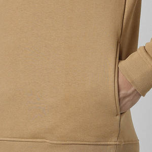 Transpirable de alta calidad básico marrón sólido cuello estilizado sudadera de gran tamaño para hombre sudadera de mezcla de algodón personalizada al por mayor - Product Image 4