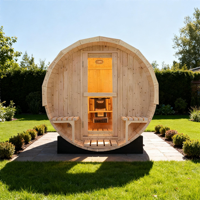 Langlebige Weißkiefer-Fass-Sauna für 6 Personen mit 6KW-Heizung, Regenfester Dacheindeckung & Verandabänken für den Außenbereich