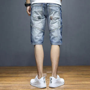 กางเกงยีนส์ขาสั้นทรงตรงพิมพ์ลายคุณภาพสูง ดีไซน์ใหม่ ปักลายตามสั่งสำหรับผู้ชาย - Product Image 4