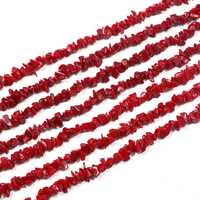 Perles en forme de copeaux de corail rouge, forme irrégulière, 4-5 mm, perles de pierres précieuses en forme de pépites non taillées pour la fabrication de bijoux, en provenance d'Inde, 34 pouces