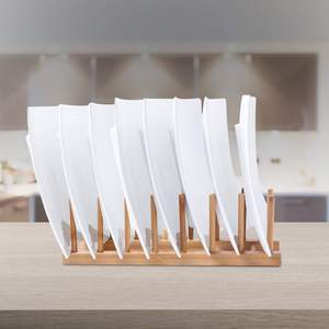 2 packs de porte-assiettes en bois de bambou pour le séchage de la planche à découper et du bol. - Product Image 4