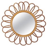 Miroirs muraux rustiques faits à la main en rotin, en gros et à prix abordable, pour la décoration de chambre d'enfant ou de crèche, au design naturel