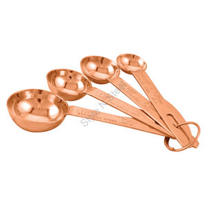 Ensemble de cuillères à mesurer en acier inoxydable lourd de qualité supérieure 4 pièces en or rose avec un design classique élégant pour une utilisation en cuisine - Product Image 1