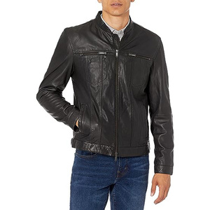 High Quality Men's Casual <b>Winter</b> <b>Leather</b> <b>Jacket</b> Zipper Closure Custom Waterproof Anti-Bacterial Customized Color Logo for - Product Image 1