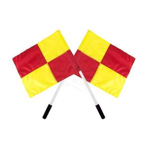 Juego de 2 Banderas de Árbitro Estándar para Fútbol, Patrón de Cuarto, Alta Visibilidad, Banderas Rojas y Amarillas - Product Image 1