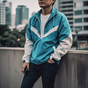 Venta al por mayor impermeable lluvia chaqueta hombres senderismo cortavientos cremallera con capucha manga larga prendas de vestir exteriores chaqueta cortavientos para hombre - Product Image 6