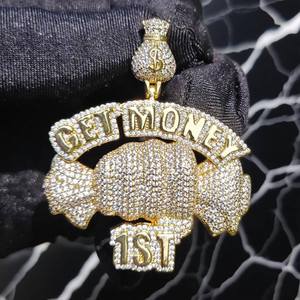 Colgante de Plata 925 con Baño de Oro, Diseño Personalizado, Corte Brillante de Moissanita, Estilo Hip Hop, Forma de Letra, para Fiestas, Colgantes Finos, Dijes - Product Image 1