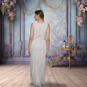 Vestido de Noche Blanco de Lujo con Cuentas Hechas a Mano para Mujer, Vestido Maxi sin Mangas de Diseñador de Moda con Abertura Frontal, Estilo Premium - Product Image 3