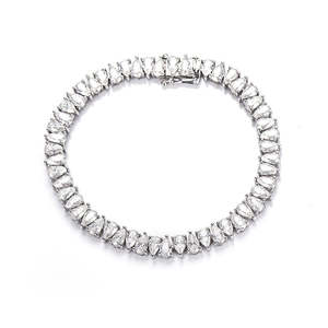 Pulsera DE TENIS Ice Out VVS Moissanite chapada en rodio pulseras de boda de corte de pera de oro blanco de moda Unisex Plata de Ley 925 - Product Image 4