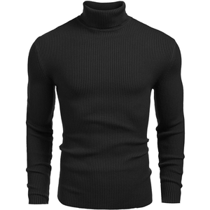 Suéter de cuello alto grueso para hombre, suéter informal de calidad de Color sólido, suéteres transpirables ajustados cálidos, suéter para hombre - Product Image 3