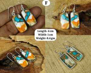 Oyster cuivre Turquoise plaqué or 925 argent Sterling Rectangle pierres précieuses crochet boucles d'oreilles à la mode cadeau fait main pour la fête des mères - Product Image 2