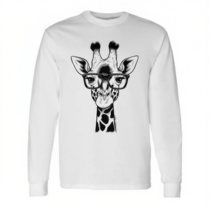 Cool Summer Animal Lover Long Sleeve <b>T</b>-<b>Shirt</b> <b>with</b> Cute <b>Giraffe</b> Graphic Casual and Promotional - Product Image 2