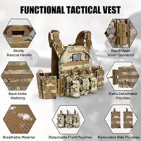 Chaleco Táctico PC de Liberación Rápida con Sistema Multifuncional de Cremallera Trasera MOLLE Equipo de Defensa Personal de Camuflaje