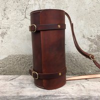 Tas Silinder Kulit Asli Mewah Wanita Kapasitas Besar Vintage Modis Ringan Tas Selempang Bahu Resleting