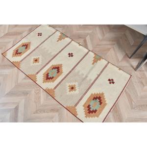 2.6x4.8 ft Rug, Turkish Kilim Rug, Vintage <b>Brown</b> <b>Wool</b> Floral Rug - Product Image 5