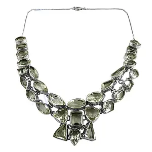 Collar llamativo de cuarzo limón plateado para mujer, joyería de cristal de moda - Product Image 3