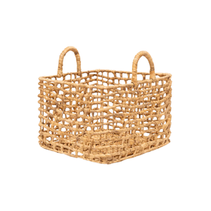 Vente en gros de paniers de rangement en jacinthe d'eau faits à la main organisateur décoratif panier naturel écologique avec poignées pour la décoration intérieure - Product Image 1